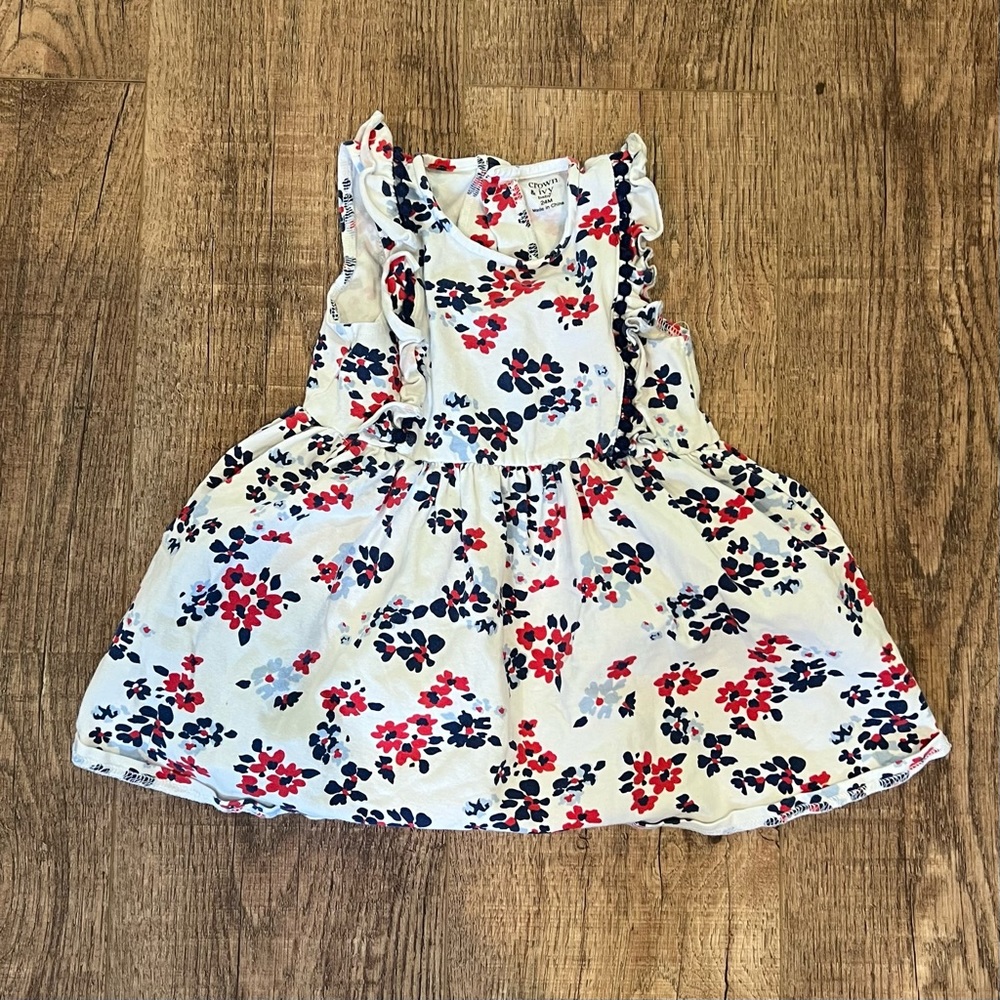 🌸3/$30🌸 CROWN & IVY | white/red/blue floral knit sun dress